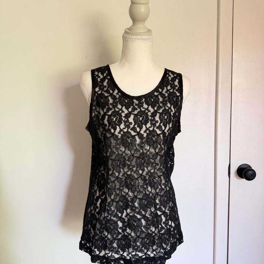 Karen Kane Y2K Black Lace Tank Top